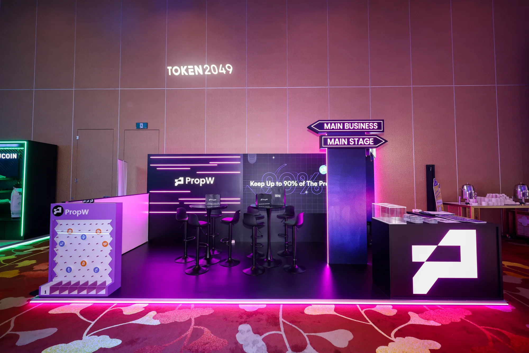 The PropW booth built at TOKEN2049, seen from the front